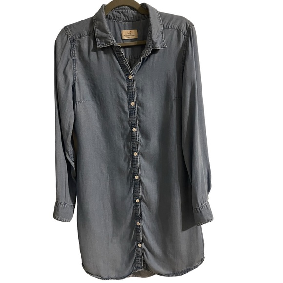 Marine Layer Farrah Long Sleeve Chambray Shirt Dress. Size Medium - Picture 2 of 8